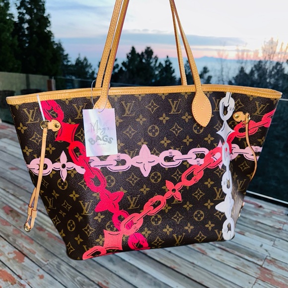 Louis Vuitton: Neverfull MM Monogram Chains Nautical Bay Cruise Yacht Tote - Picture 4 of 11